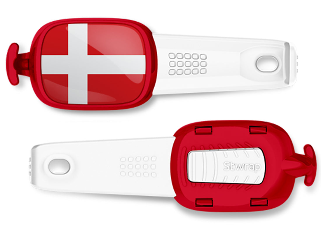 Denmark flag Stwrap bag tag front and back view