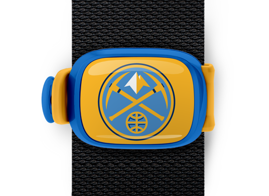 Denver Nuggets Bag Tag mounted on a bag strap