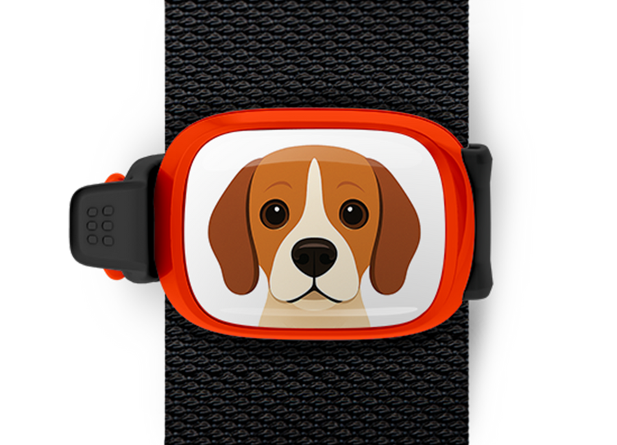 Beagle cartoon design Stwrap Bag Tag mounted on a bag strap