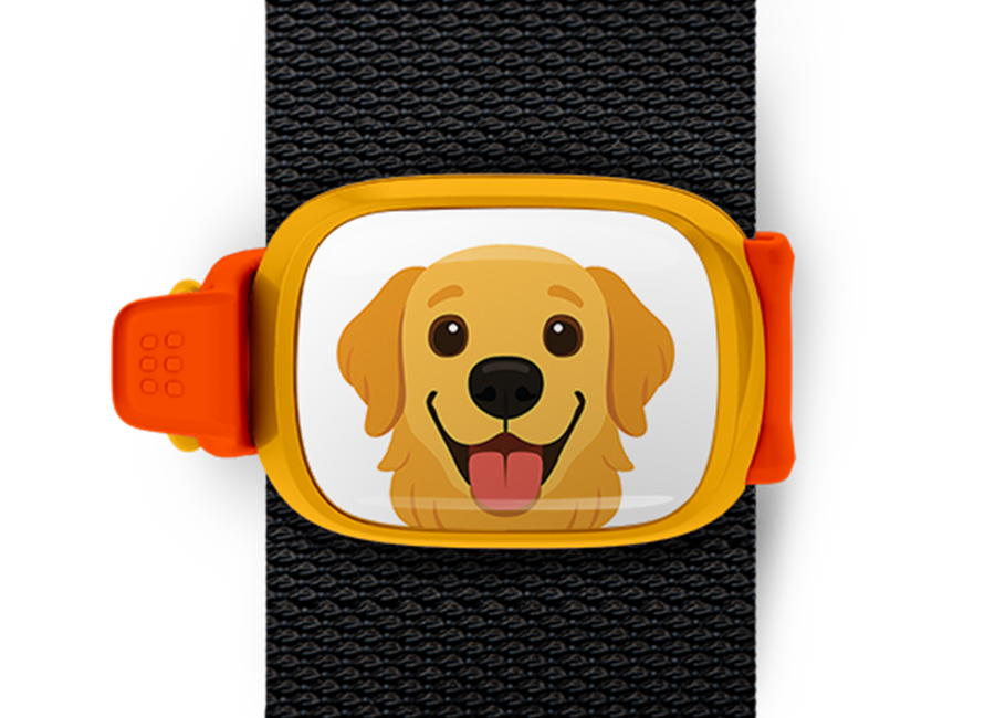 Golden Retriever cartoon design Stwrap Bag Tag mounted on a bag strap