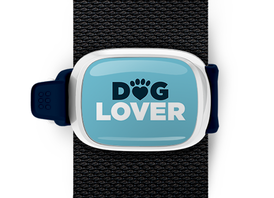 Dog Lover Bag Tag mounted flat on a bag strap