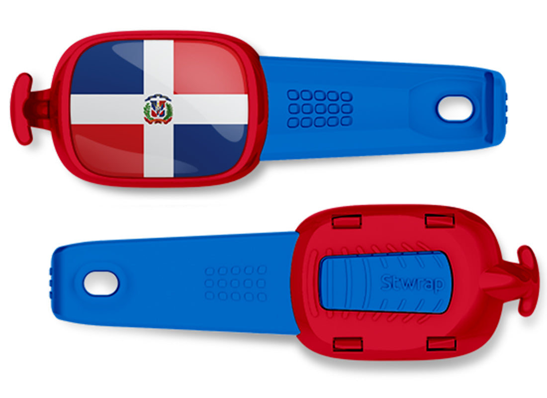 Dominican Republic flag Stwrap bag tag front and back view