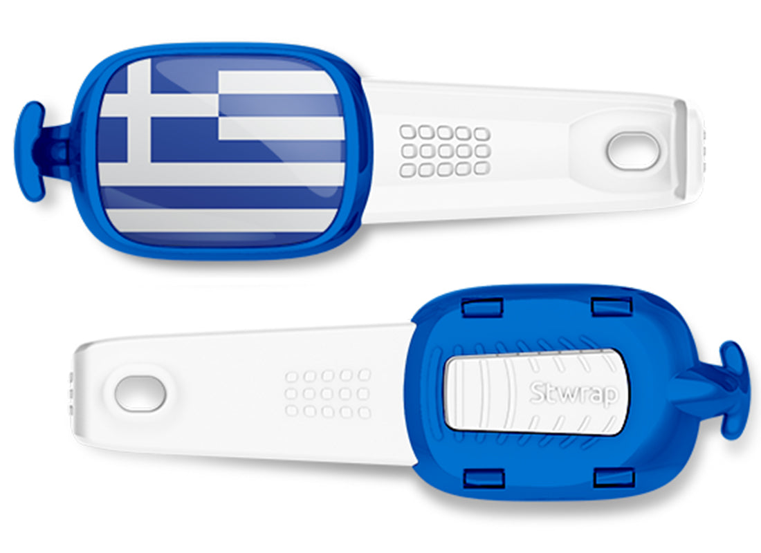 Greece flag Stwrap bag tag front and back view
