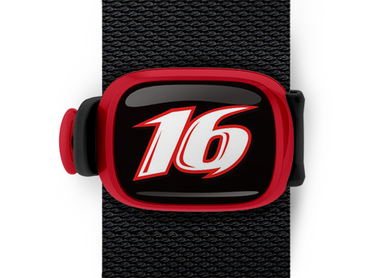 Greg Biffle #16 Bag Tag mounted on a bag strap