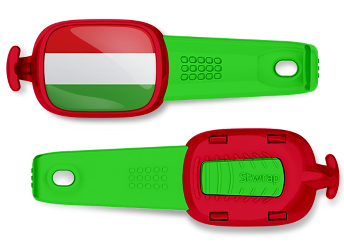 Hungary flag Stwrap bag tag front and back view