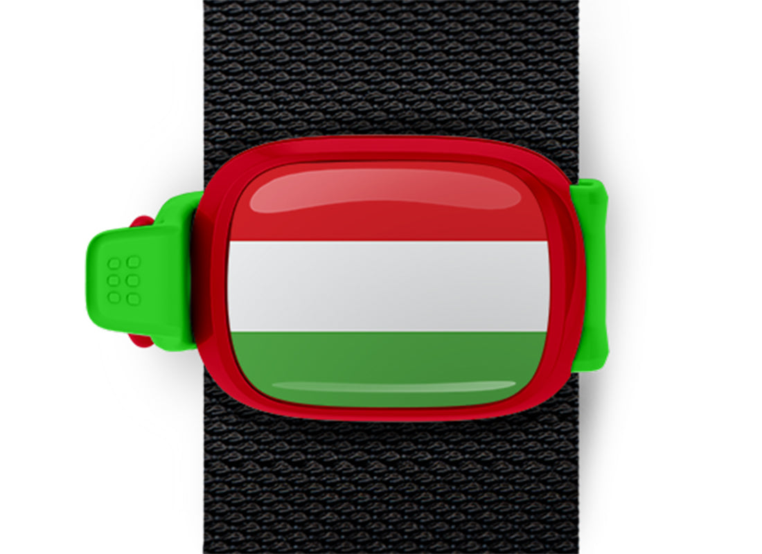 Hungary flag Stwrap bag tag mounted on a bag strap