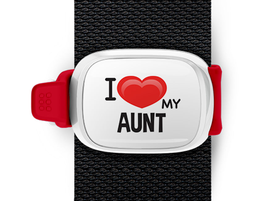 I Love My Aunt Bag Tag by Stwrap shown as a flat strap-mounted bag tag