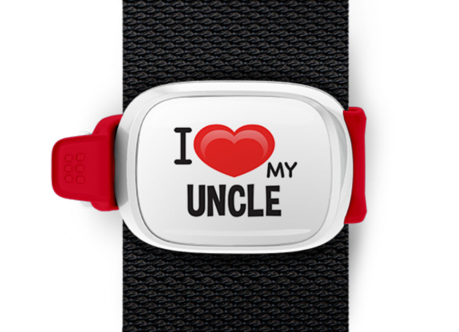 I Love My Uncle Bag Tag by Stwrap shown as a flat strap-mounted bag tag