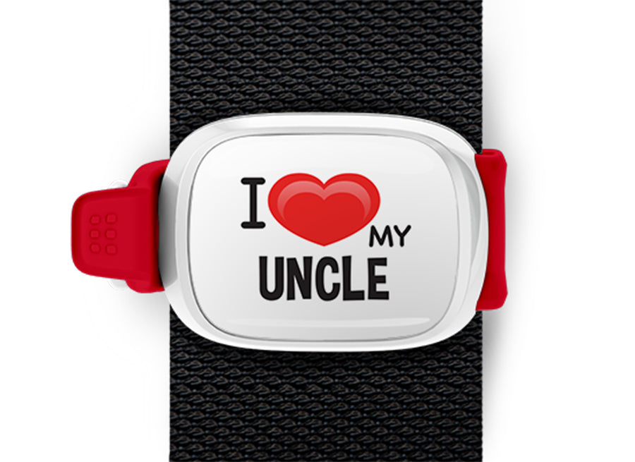 I Love My Uncle Bag Tag by Stwrap shown as a flat strap-mounted bag tag
