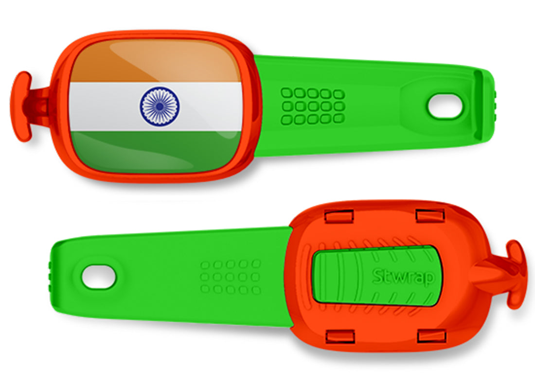 India flag Stwrap bag tag front and back view