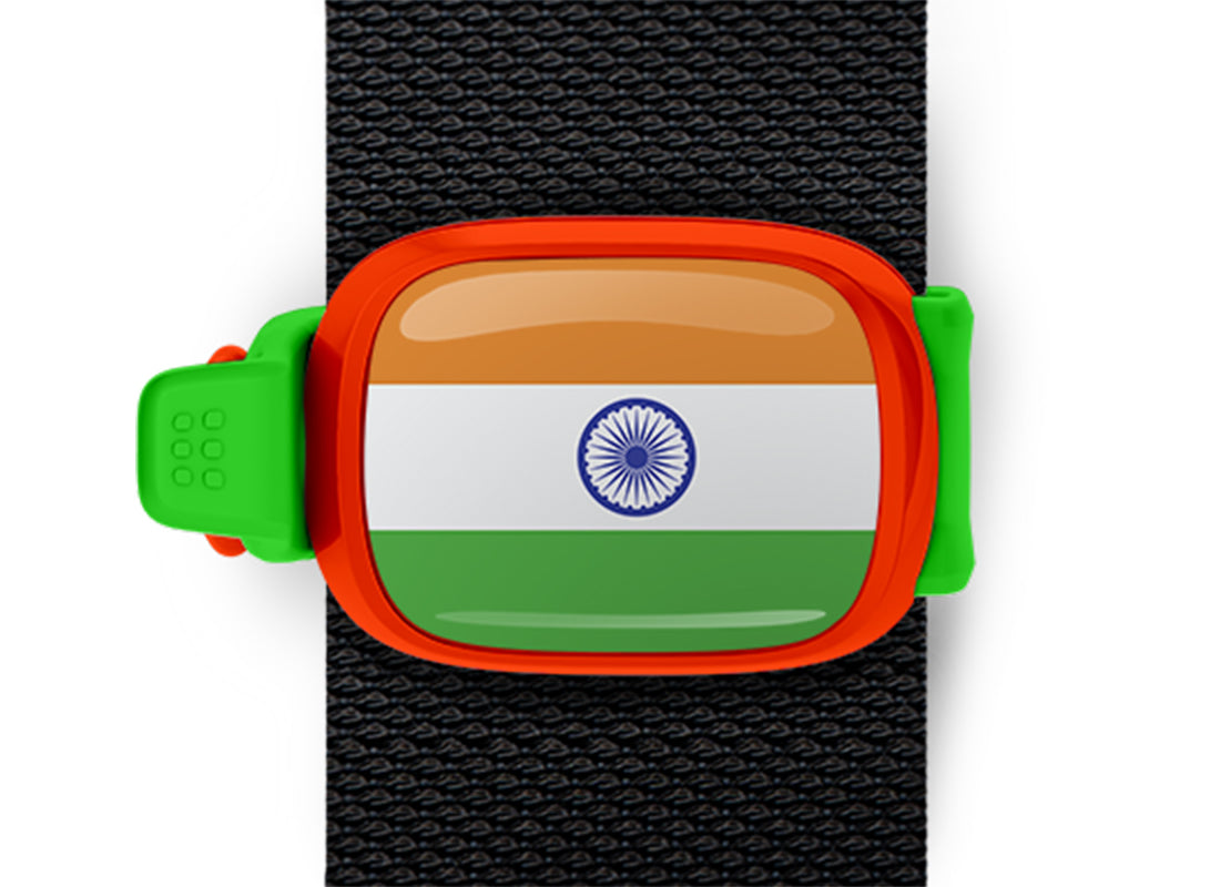 India flag Stwrap bag tag mounted on a bag strap