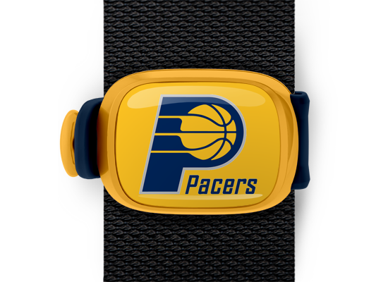 Indiana Pacers Bag Tag mounted on a bag strap