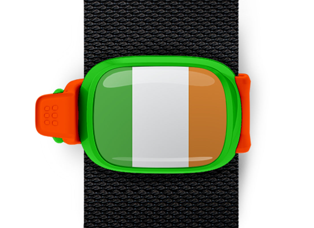 Ireland flag Stwrap bag tag mounted on a bag strap