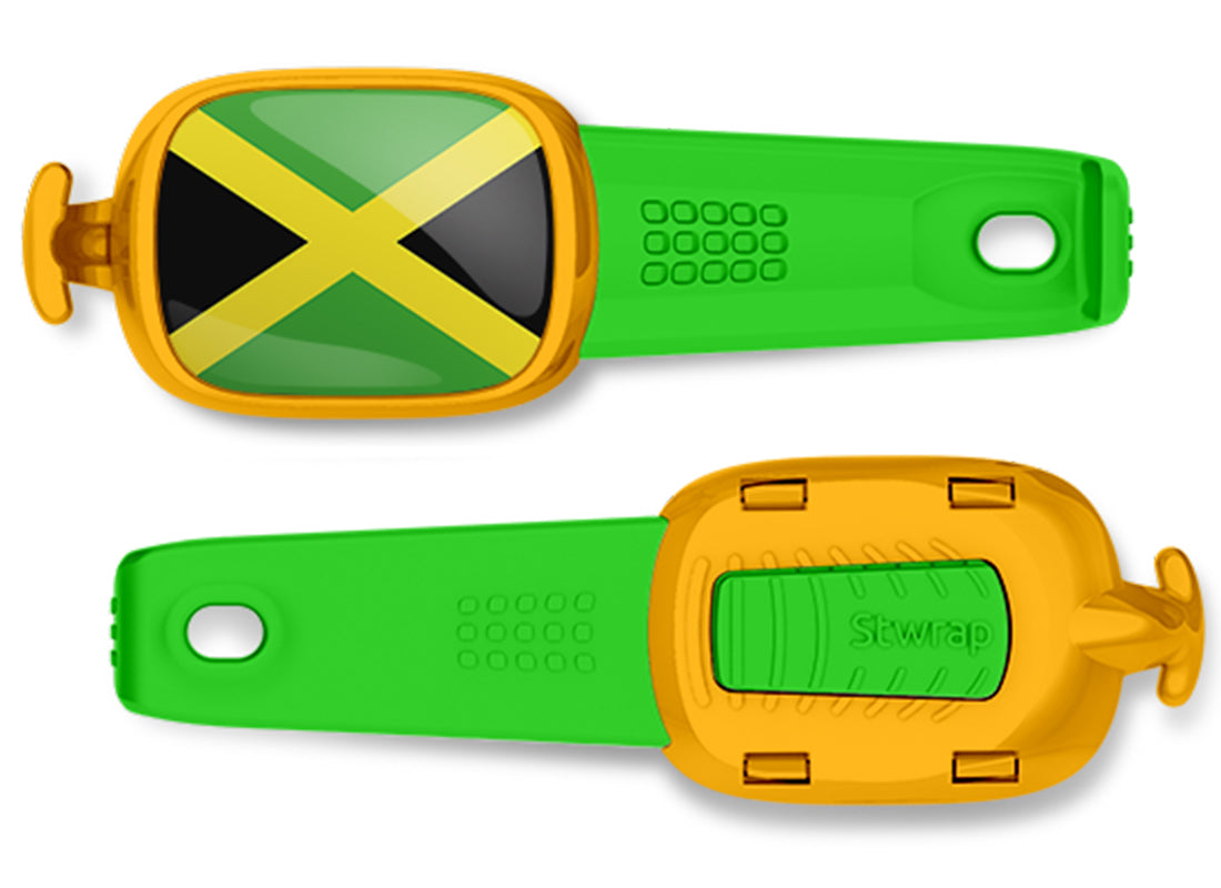 Jamaica flag Stwrap bag tag front and back view