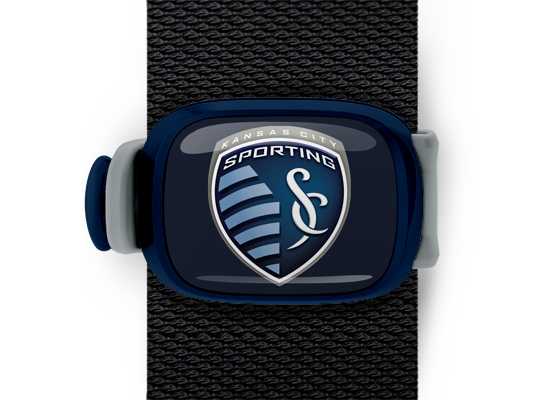Kansas City Sporting Bag Tag mounted on a bag strap