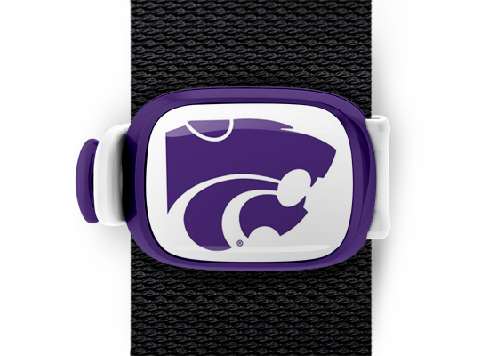 Kansas State Wildcats Bag Tag mounted on a bag strap