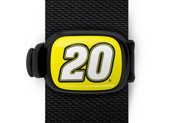 Matt Kenseth #20 Bag Tag mounted on a bag strap