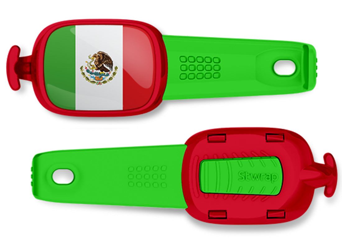 Mexico flag Stwrap bag tag front and back view