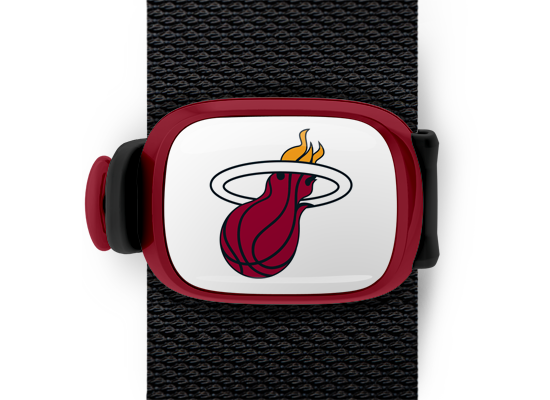 Miami Heat Bag Tag mounted on a bag strap