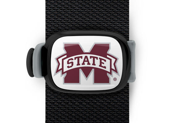 Mississippi State Bulldogs Bag Tag mounted on a bag strap