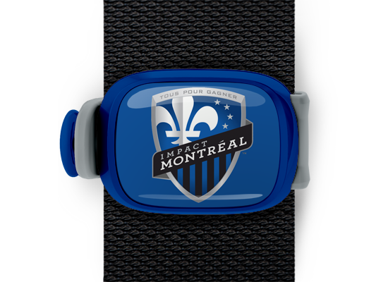 Montreal Impact Bag Tag mounted on a bag strap