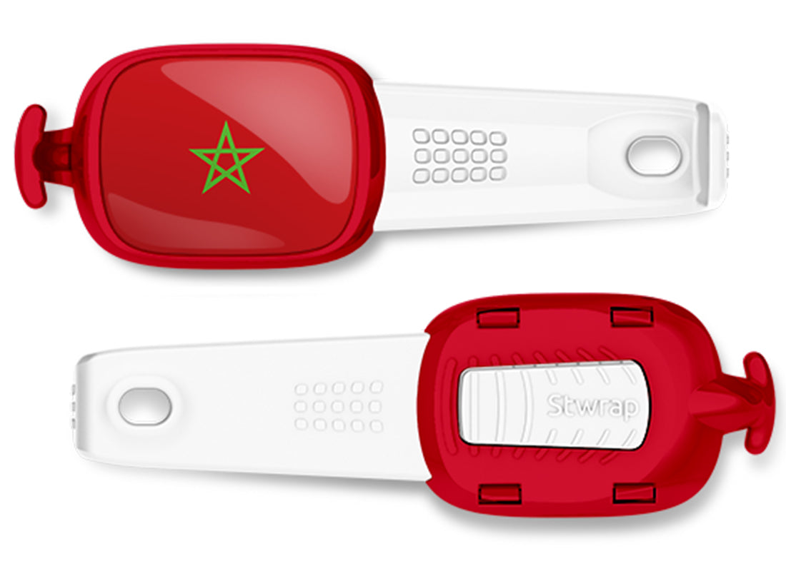 Morocco flag Stwrap bag tag front and back view