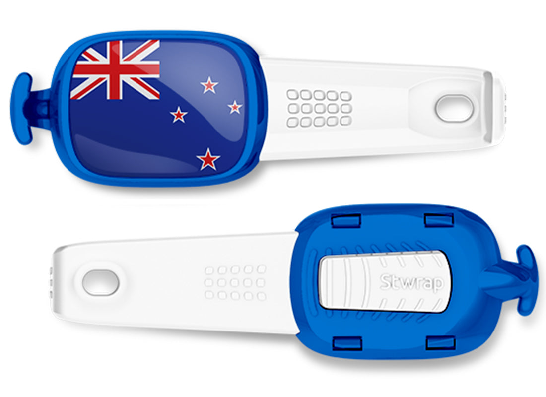 New Zealand flag Stwrap bag tag front and back view