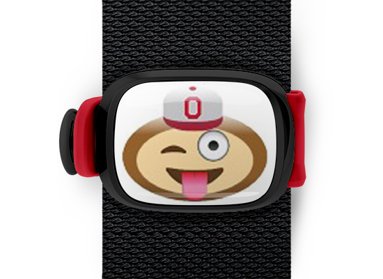 Ohio State Brutus Buckeye Emoji ncaa bag tag Stwrap upside-down brutus mounted on backpack strap