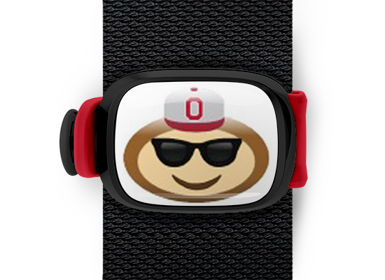 Ohio State Brutus Buckeye Emoji ncaa bag tag Stwrap thinking brutus mounted on backpack strap
