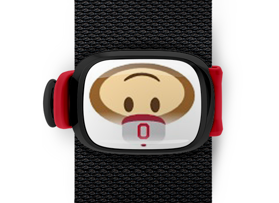 Ohio State Brutus Buckeye Emoji ncaa bag tag Stwrap happy brutus mounted on backpack strap