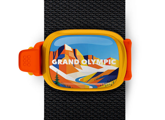 Olympic National Park Stwrap bag tag mounted on a black bag strap