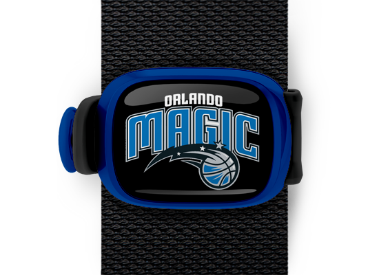 Orlando Magic Bag Tag mounted on a bag strap