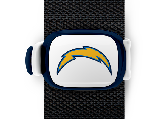 San Diego Chargers Bag Tag mounted on a bag strap