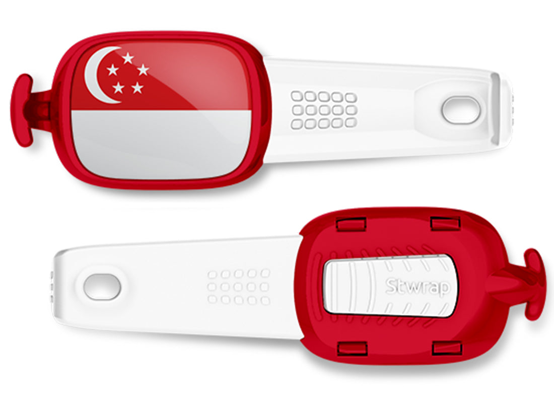 Singapore flag Stwrap bag tag front and back view