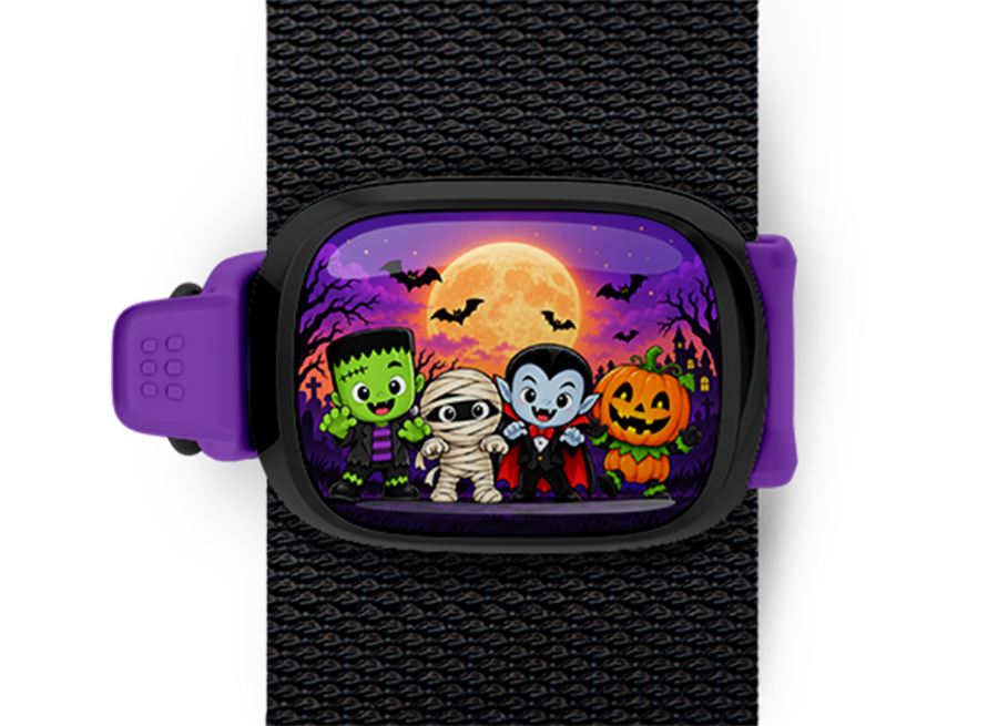 Halloween Character Crew Stwrap Halloween bag tag mounted on a black strap