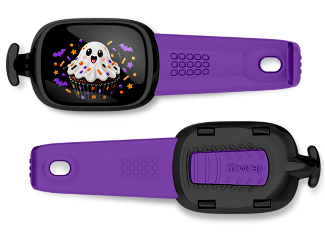 Ghost Cupcake Stwrap bag tag, front design and back view