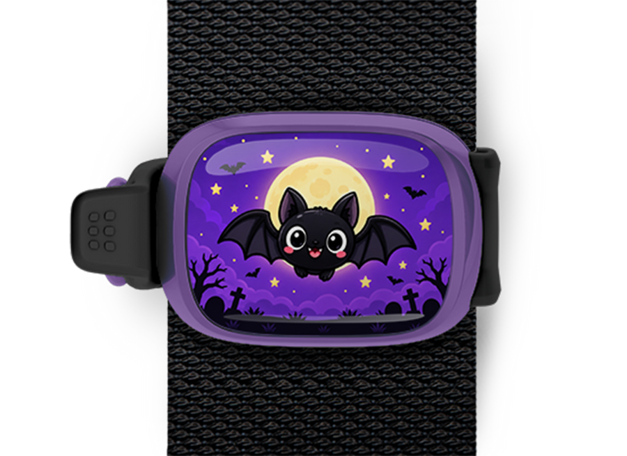 Cute Halloween Bat Stwrap Halloween bag tag mounted on a black strap