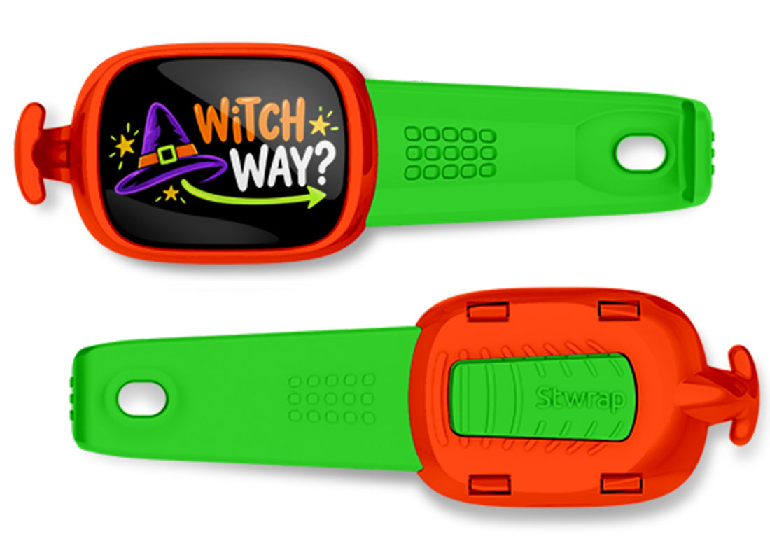 Witch Way? Stwrap bag tag, front design and back view