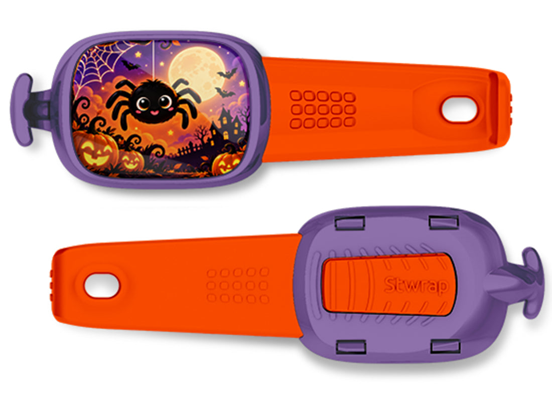 Cute Halloween Spider Stwrap bag tag, front design and back view
