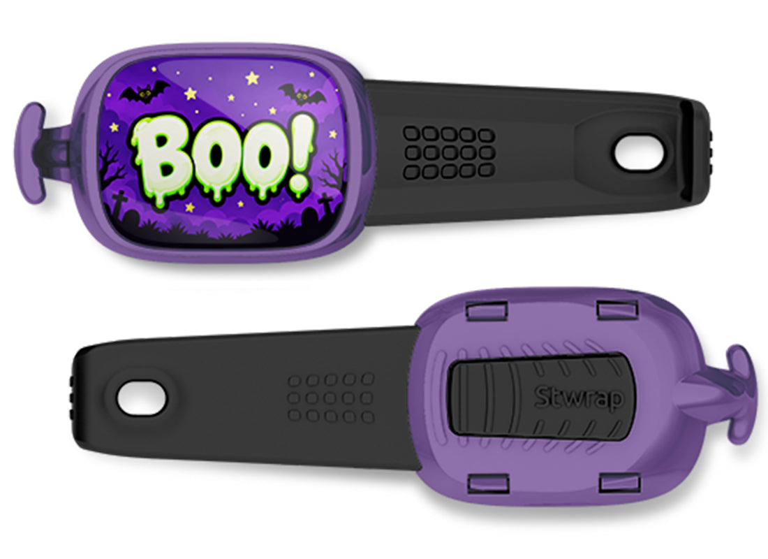 Boo! Stwrap bag tag, front design and back view