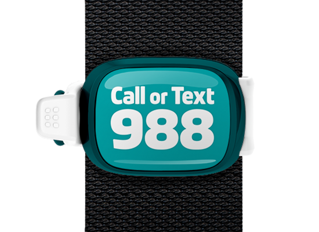 STWRAP call or text 988 mounted on strap