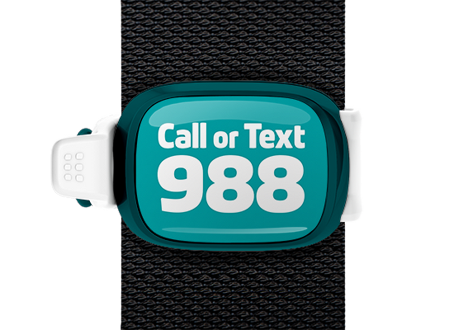STWRAP call or text 988 mounted on strap