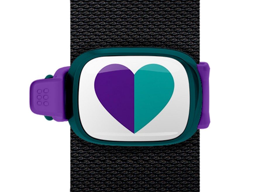 STWRAP suicide prevention purple teal heart mounted on strap