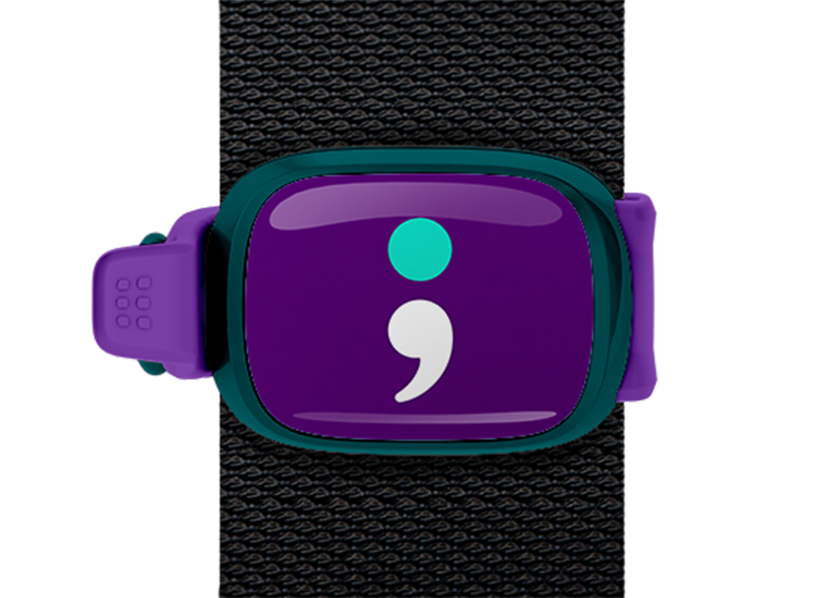 STWRAP suicide prevention semicolon mounted on strap