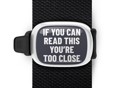 You're Too Close pandemic bag tag Stwrap with default title case mounted on backpack strap