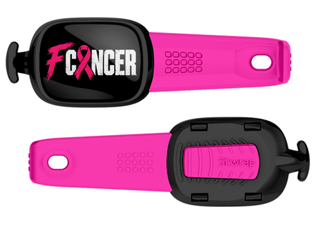 F Cancer Pink Band Stwrap bag tag front and back views