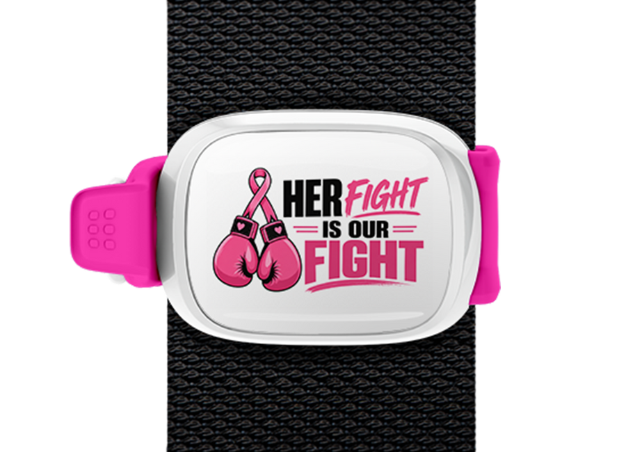 Her Fight Is Our Fight Boxing Gloves Stwrap bag tag mounted on a bag strap