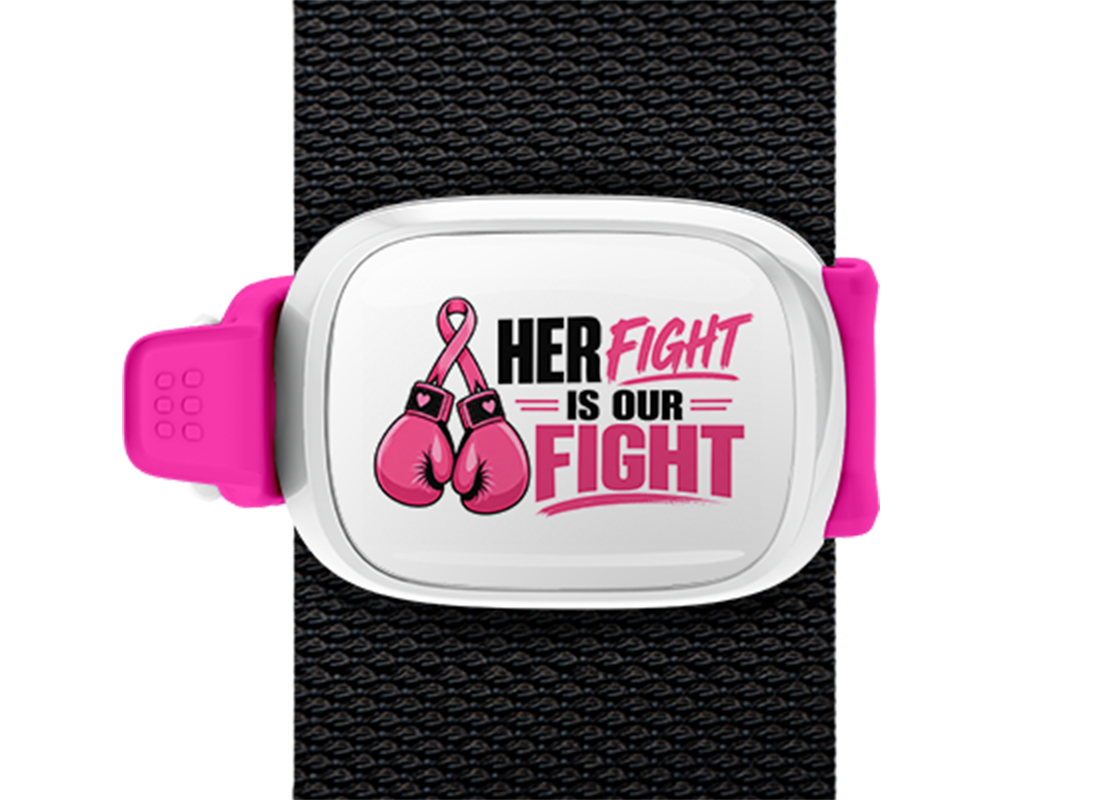 Her Fight Is Our Fight Boxing Gloves Stwrap bag tag mounted on a bag strap
