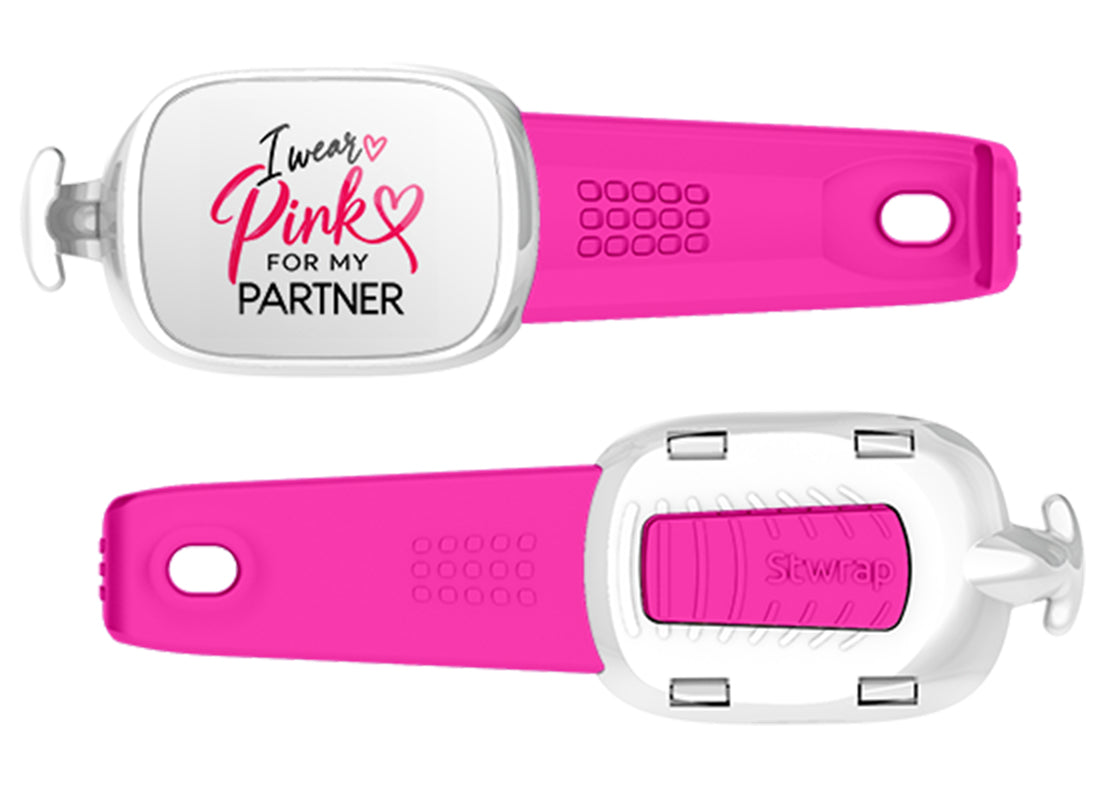 I Wear Pink for My Partner Stwrap bag tag front and back views