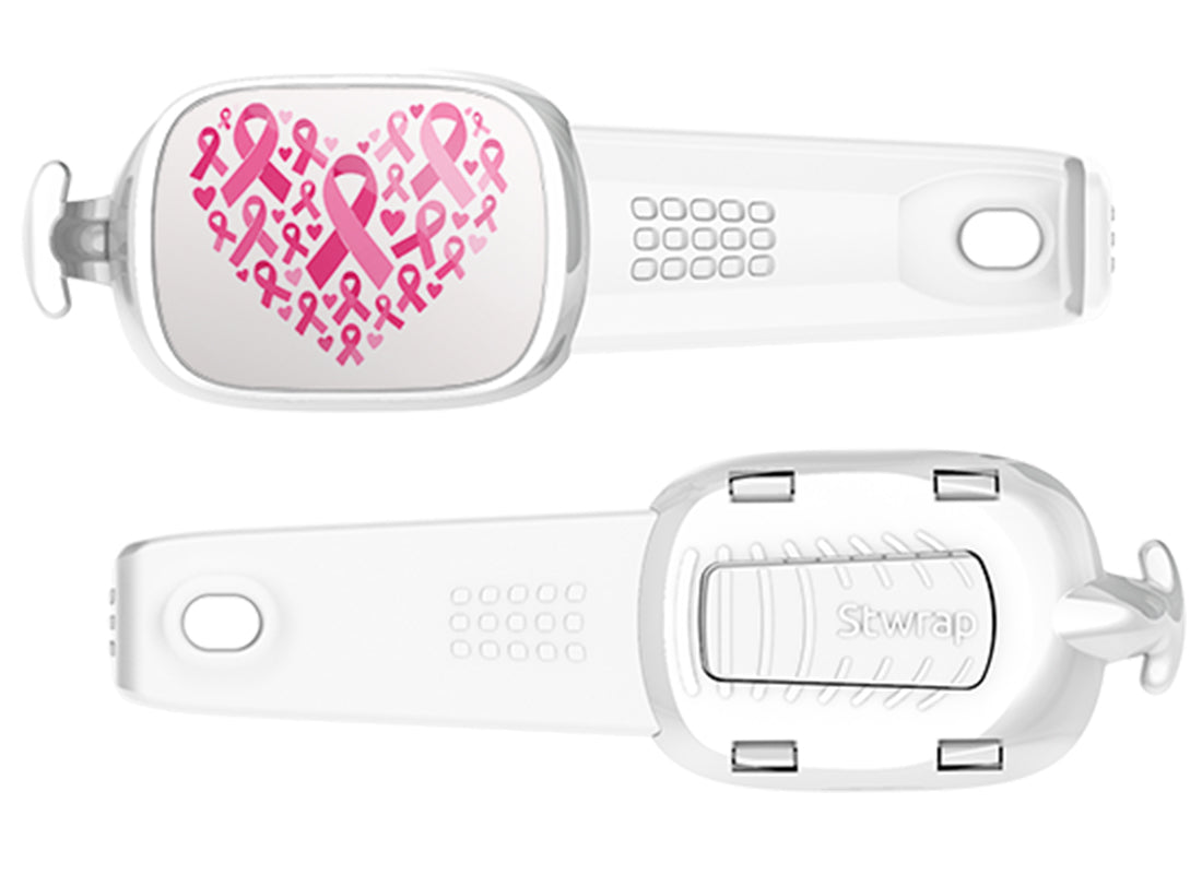 Pink Ribbon Heart Pattern Stwrap bag tag front and back views
